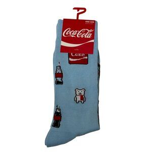 Coca-Cola Polar Bear Crew Socks Light Blue Holiday Winter One Size
